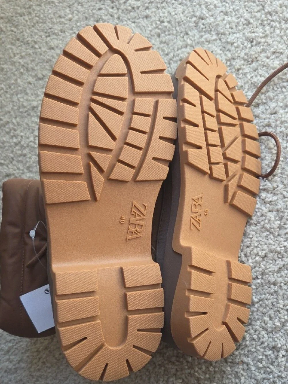 Zara  Brown Puffer Boots